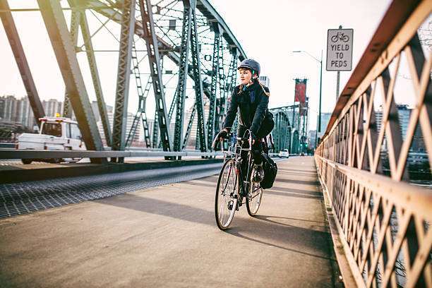 riding her bike helmet