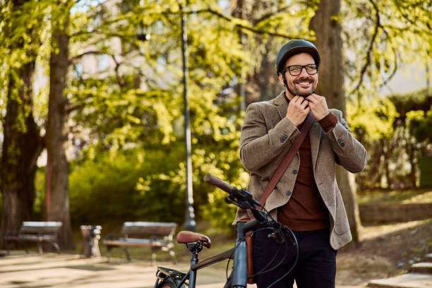 wearing bike helmet